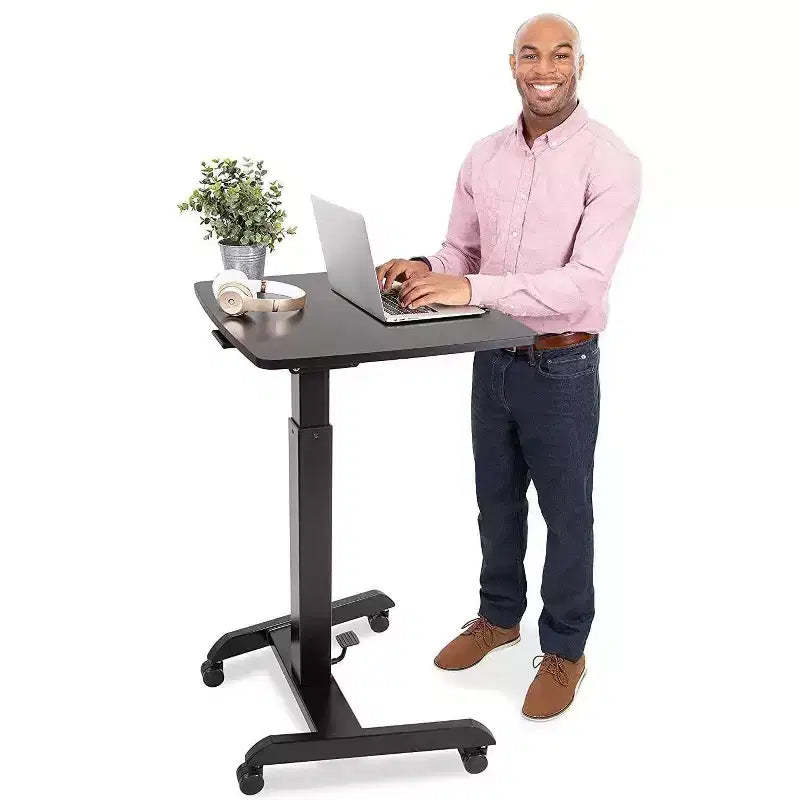 Cruizer 360 Tilting Mobile Podium with Pneumatic Height Adjustments Black Stand Steady