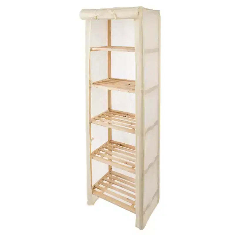 Hastings Home 5-Tier Wood Storage Shelving Rack With Removable Cover