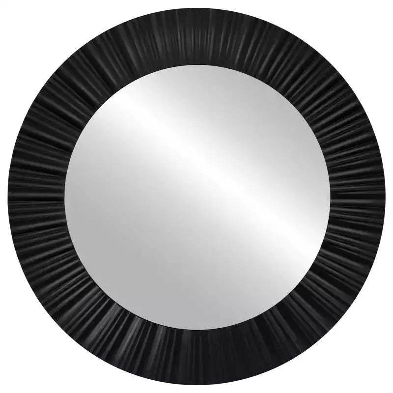 Northlight 20 Black Contemporary Fluted Round Mirror Wall Decor