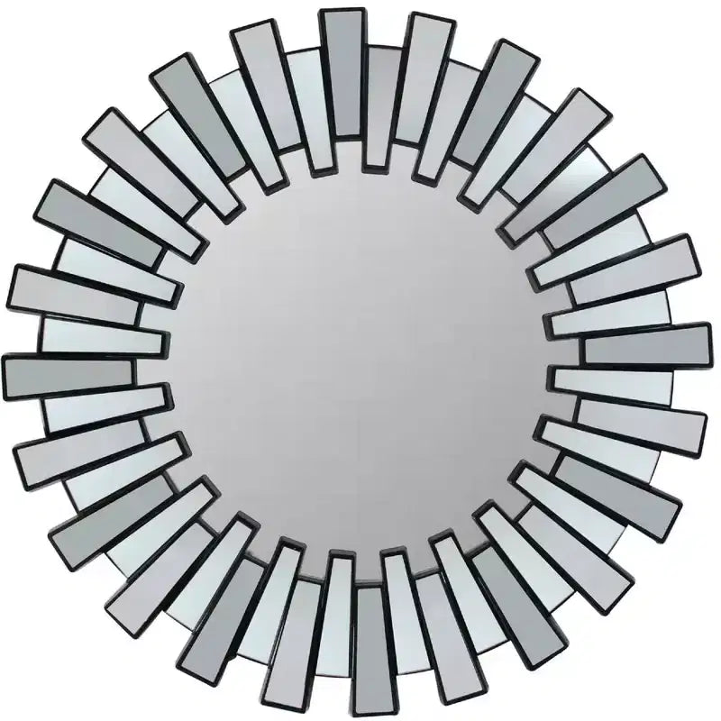 Northlight 25.5 Round Matte Black Aztec Sunburst Wall Mirror