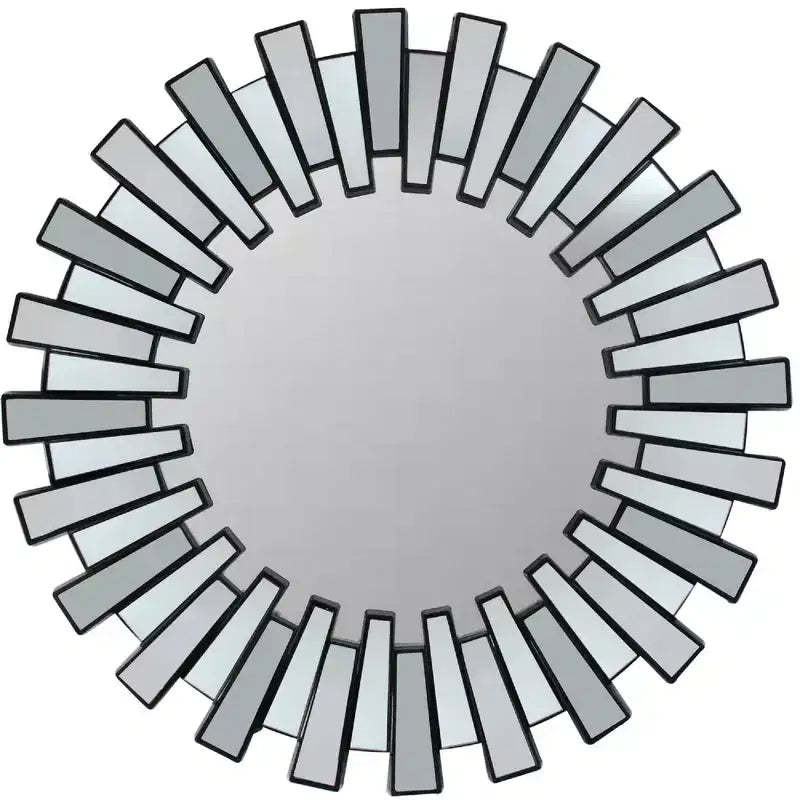 Northlight 25.5 Round Matte Black Aztec Sunburst Wall Mirror