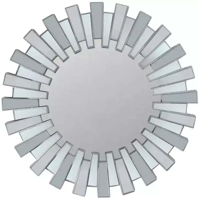 Northlight Aztec Sunburst Round Wall Mirror - 25.5 - Silver