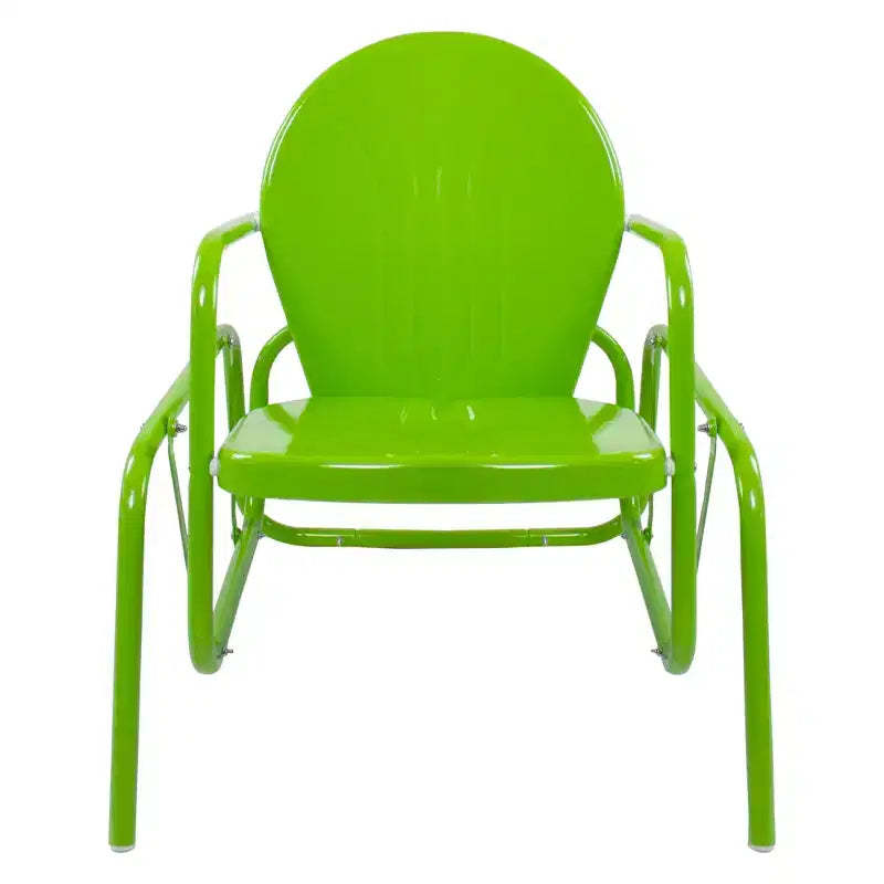 Northlight Outdoor Retro Metal Tulip Glider Patio Chair, Lime Green