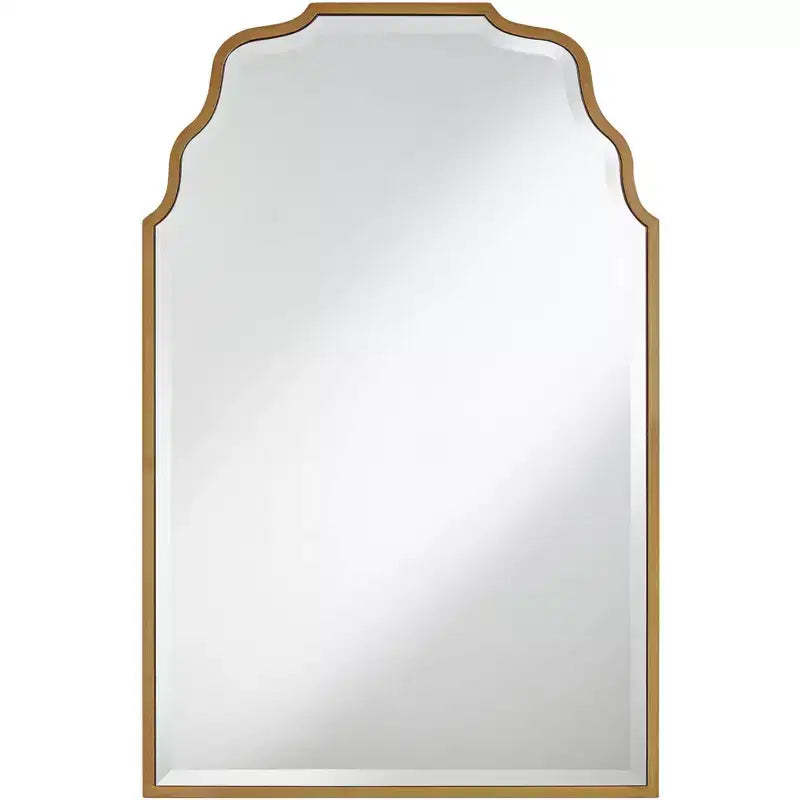 Noble Park Rectangular Vanity Decorative Wall Mirror Modern Beveled Waved Arched Lush Antique Gold Frame 26 Wide for Bathroom