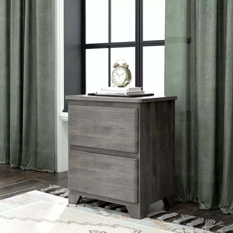 Max & Lily Nightstand with 2 Storage Drawer, Solid Wood Bedside Side Tables for Bedroom