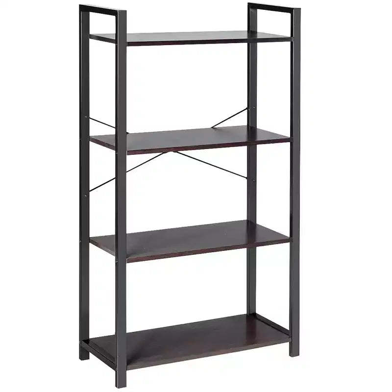 Costway 4-Tier Bookshelf Industrial Bookcase Diaplay Shelf Storage Rack Rustic Brown\Black