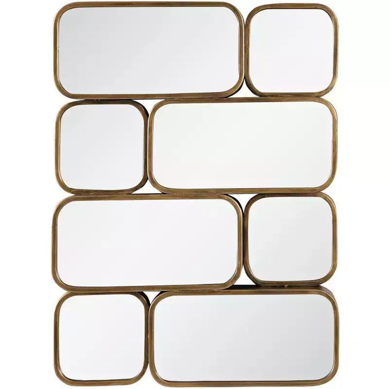 Uttermost Rectangular Vanity Accent Wall Mirror Modern Rounded Edge Antiqued Gold Metal Frame 23 3/4 Wide for Bathroom Bedroom