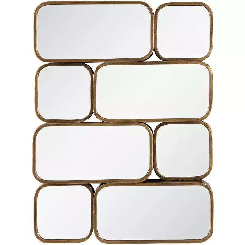Uttermost Rectangular Vanity Accent Wall Mirror Modern Rounded Edge Antiqued Gold Metal Frame 23 3/4 Wide for Bathroom Bedroom