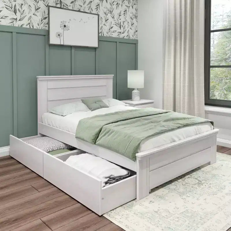 Max & Lily Full Size Bed Frame with Storage Drawers, Solid Wood Platform Bed for Kids