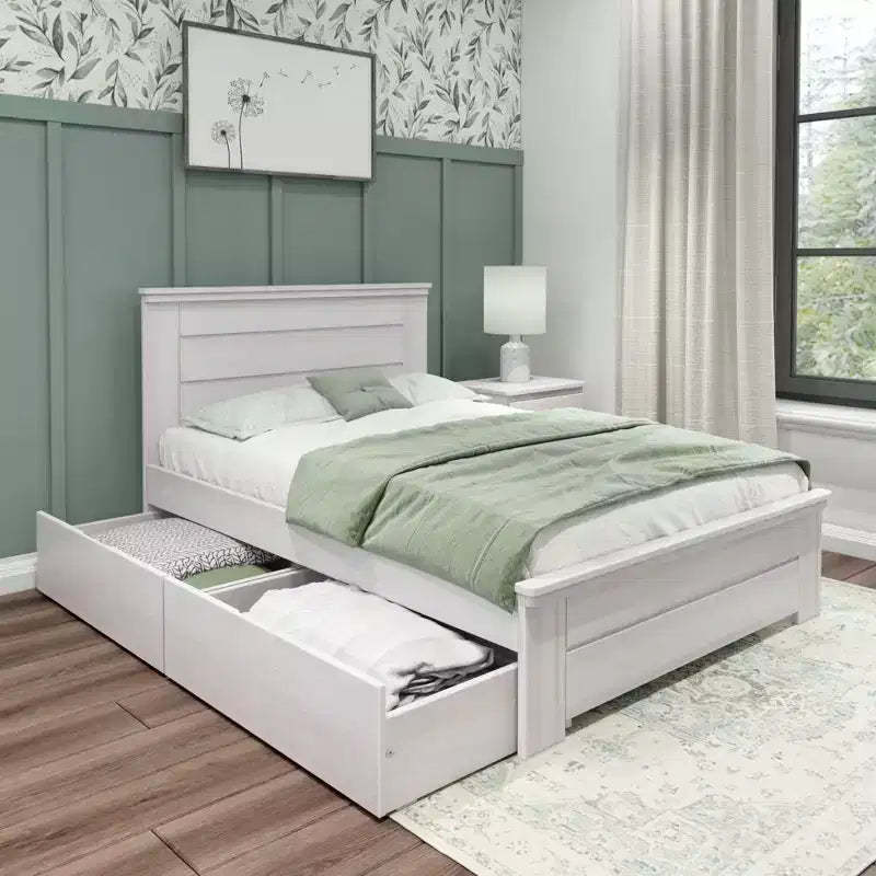 Max & Lily Full Size Bed Frame with Storage Drawers, Solid Wood Platform Bed for Kids