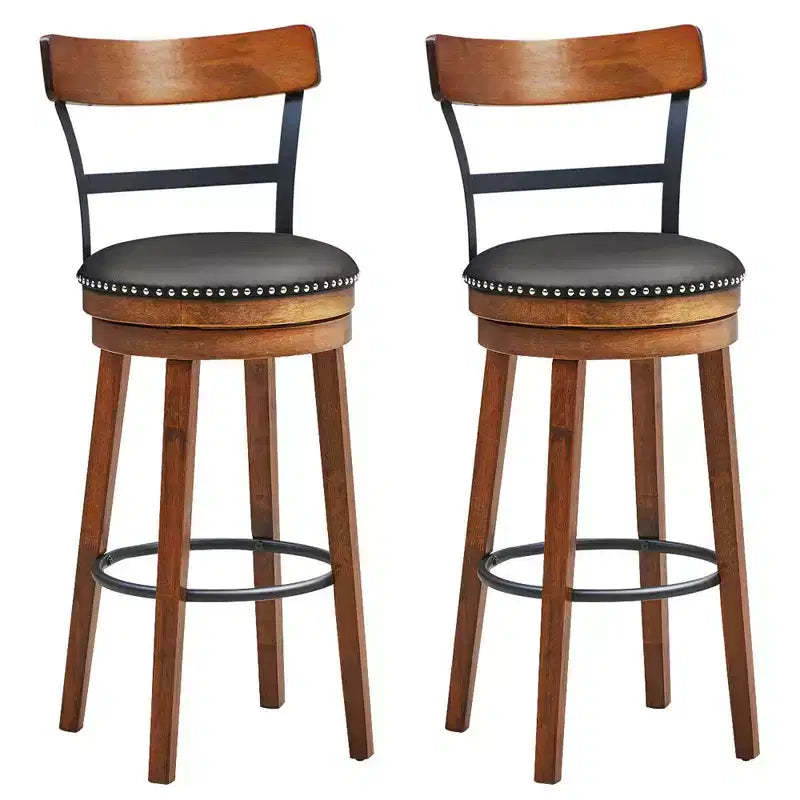 Costway Set of 2/4 BarStool 30.5'' Swivel Pub Height Dining Chair with Rubber Wood Legs