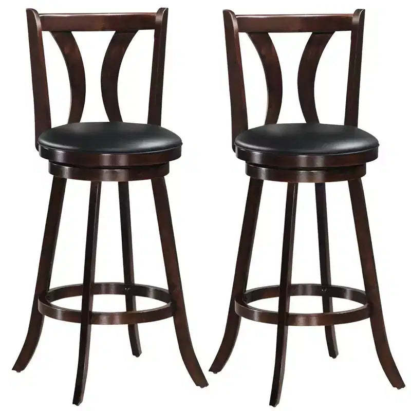 Costway Swivel Bar stools 29.5 Bar Height Chairs with Rubber Wood Legs