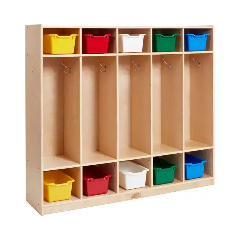 ECR4Kids 5-Section Coat Locker and 10 Scoop Front Storage Bins, Classroom Furniture