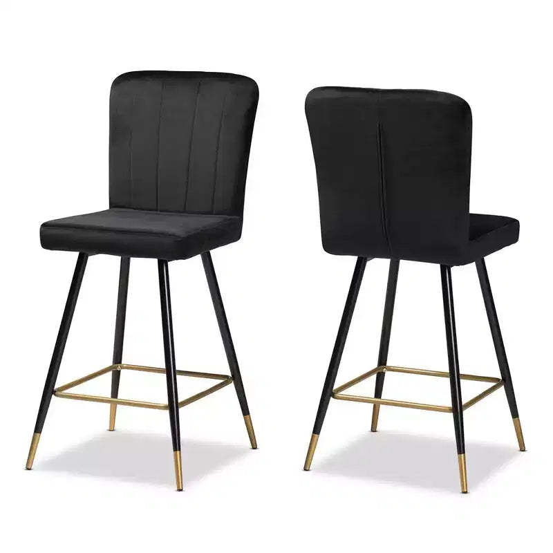 2pc Preston Two-Tone and Metal Bar Stool Set - Baxton Studio
