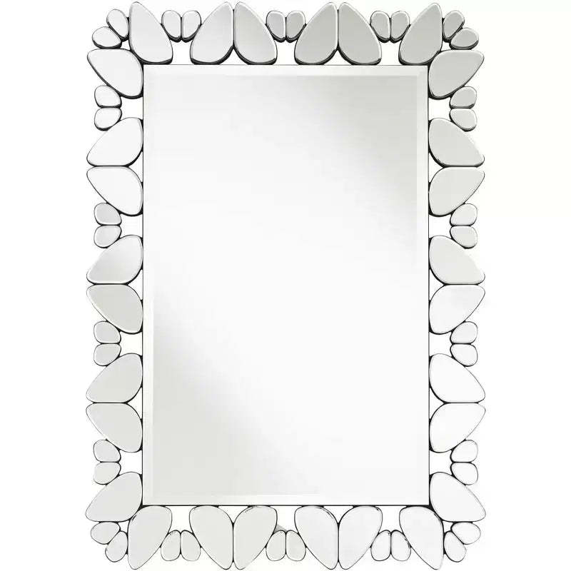Possini Euro Design Veneto Rectangular Vanity Decorative Wall Mirror Modern Cut Glass Pattern Frame 28 Wide for Bathroom Bedroom Living Room Office