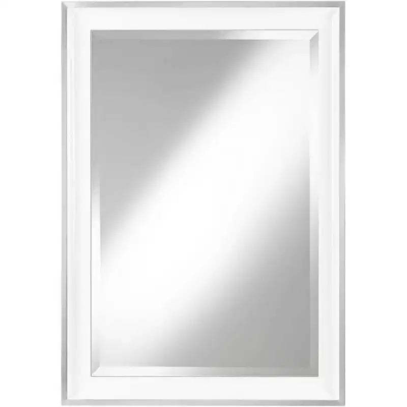 Uttermost Rectangular Vanity Accent Wall Mirror Modern Beveled Glossy White Wood Frame 24 Wide for Bathroom Bedroom Living Room