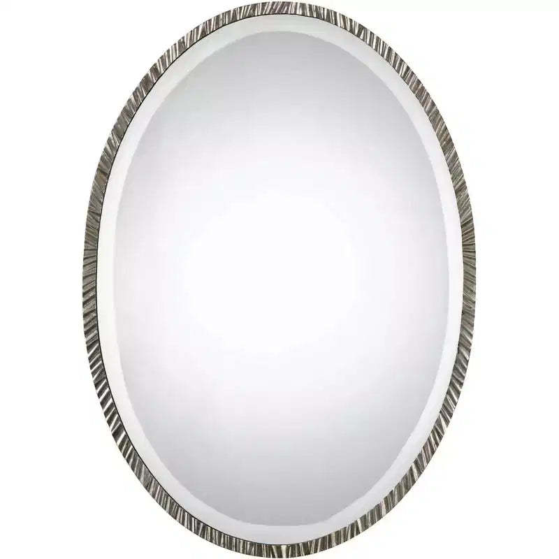 Uttermost Oval Vanity Accent Wall Mirror Modern Polished Nickel Metal Frame 20 Wide for Bathroom Bedroom Living Room Home Office