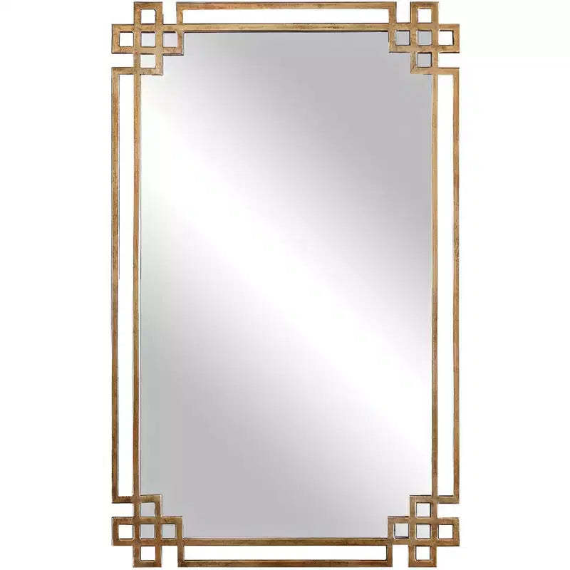 Uttermost Rectangular Vanity Accent Wall Mirror Industrial Plated Gold Metal Open Frame 23 Wide for Bathroom Bedroom Living Room