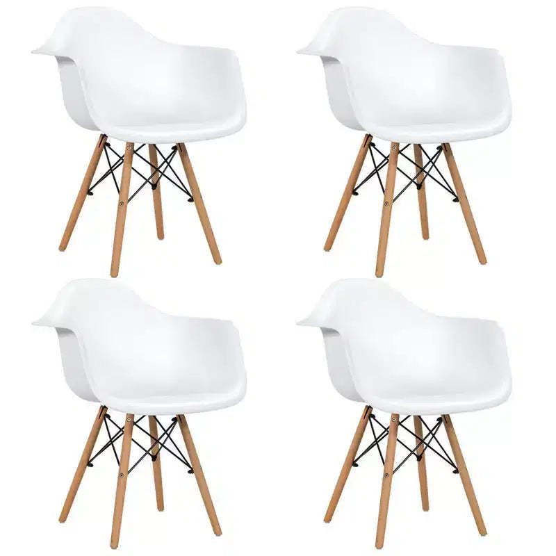 Costway 4PCS Molded Dining Arm Chair Side Chair Home Kitchen w/ Wooden Legs