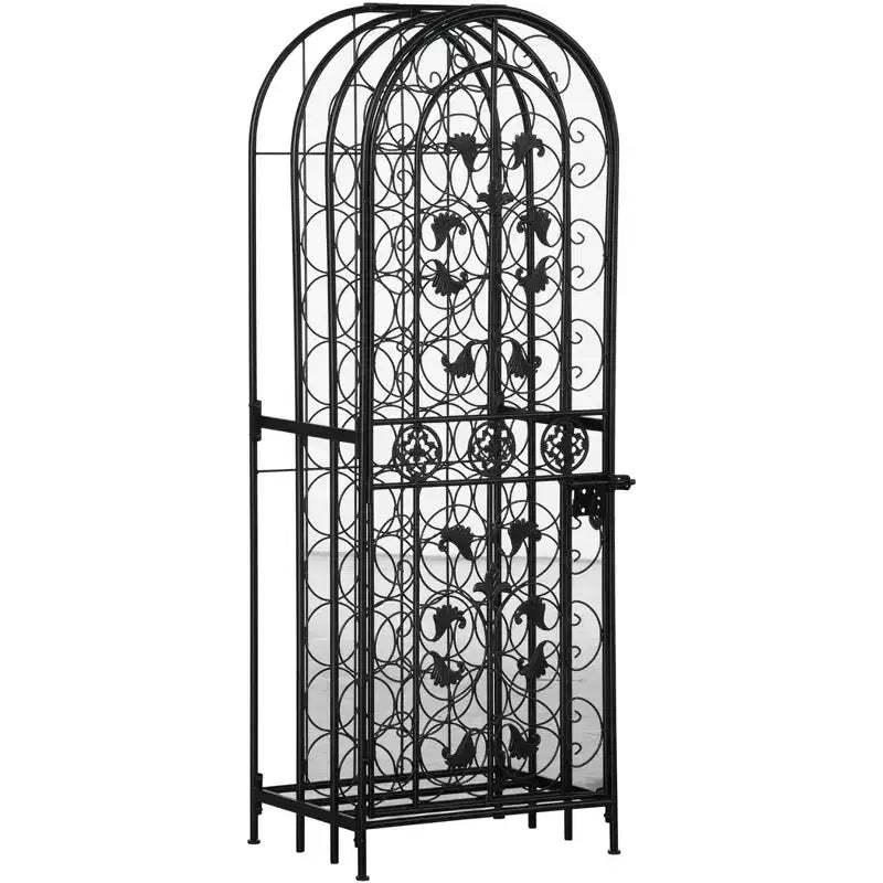 HOMCOM 45-Bottle Modern Wine Organizer Decorative Portable Wrought Iron Wine Rack Jail