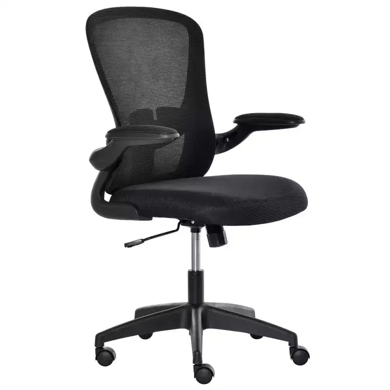 Vinsetto Mid-Back Mesh Home Office Chair, Ergonomic Computer Task Chair with Lumbar Back Support, Adjustable Height, and Flip-Up Arms, Black