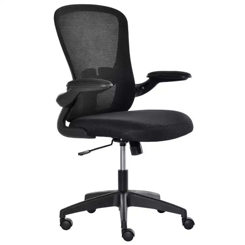 Vinsetto Mid-Back Mesh Home Office Chair, Ergonomic Computer Task Chair with Lumbar Back Support, Adjustable Height, and Flip-Up Arms, Black