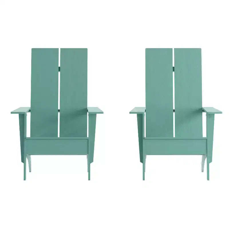 Flash Furniture Set of 2 Sawyer Modern All-Weather Poly Resin Wood Adirondack Chairs