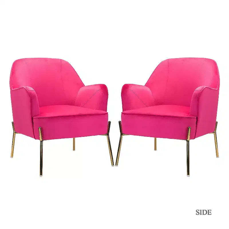 Odo Velvet Accent Comfy Living Room Arm Chair Upholstered Padded Seat Set of 2 | Karat Home