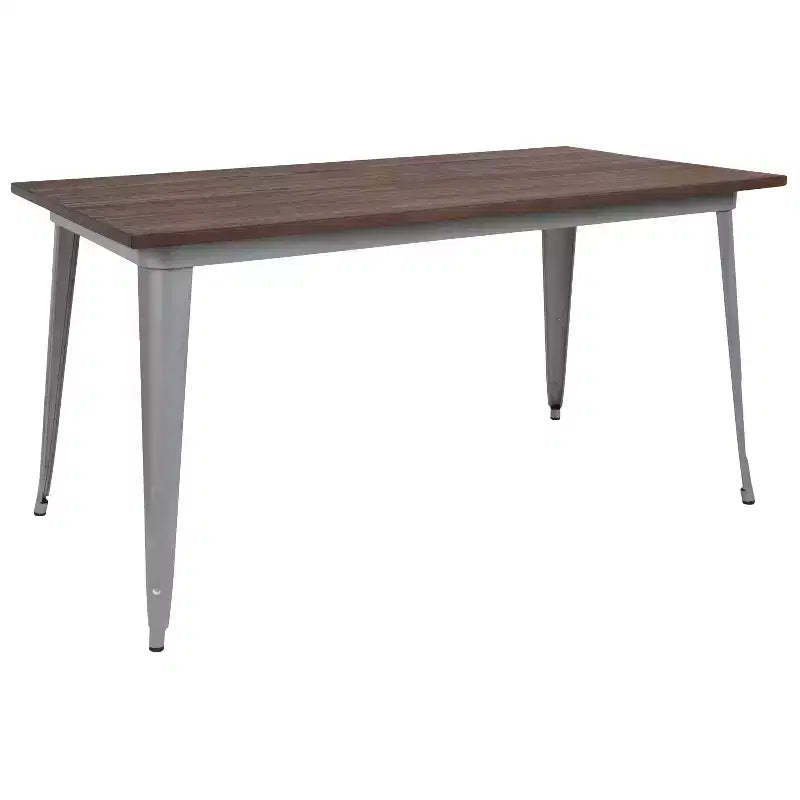 Merrick Lane Rectangular Steel Frame Square Table With Wood Top