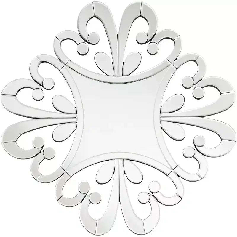 Possini Euro Design Soleil Square Starburst Vanity Wall Mirror Modern Beveled Cut Glass Pattern Frame 31 1/2 Wide for Bathroom Bedroom House Entryway