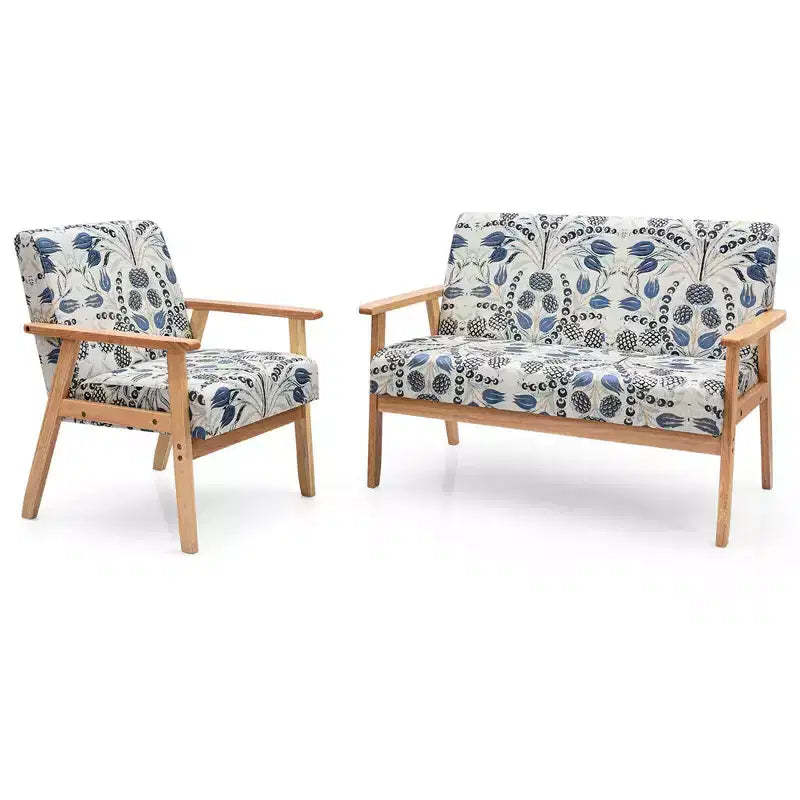 Costway Modern Living Room Sofa Set w/ Loveseat Sofa Couch & Accent Armchair