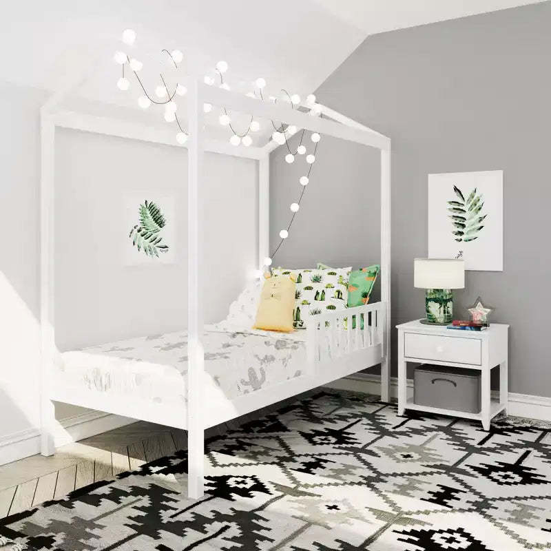 Max & Lily Twin House Bed with Guard Rail