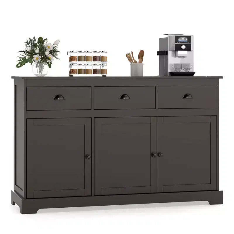 Costway 53.5 Storage Cabinet with 3 Drawers 2 Adjustable Shelves Buffet Sideboard