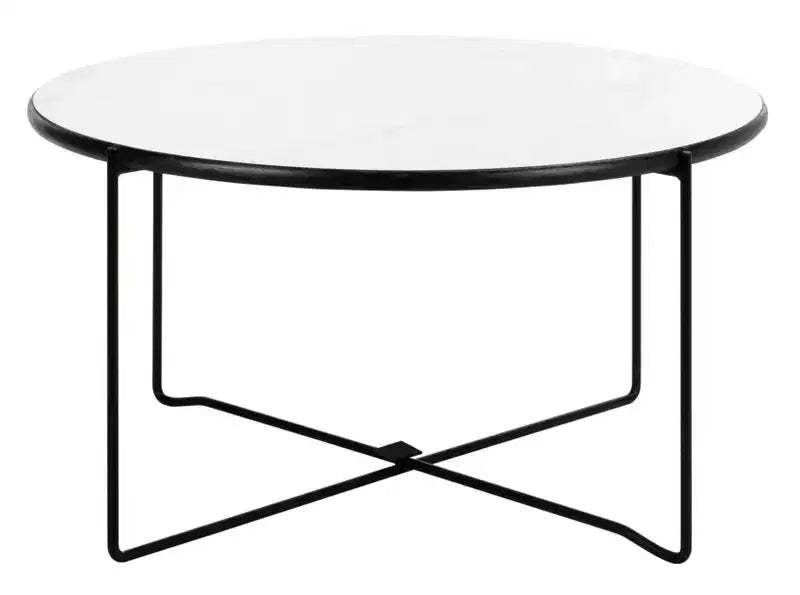 Wrena Round Coffee Table - White/Black - Safavieh