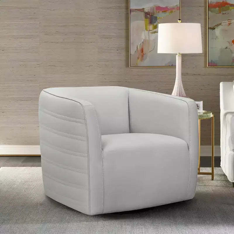 Melanie Genuine Leather Swivel Barrel Chair - Armen Living