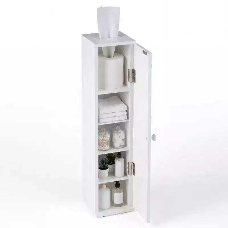 Costway Toilet Tissue Storage Tower Bathroom Storage Floor Cabinet w/ 4 Shelves