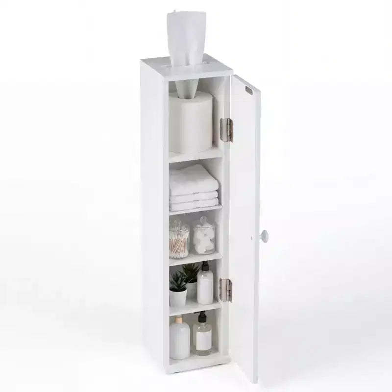 Costway Toilet Tissue Storage Tower Bathroom Storage Floor Cabinet w/ 4 Shelves
