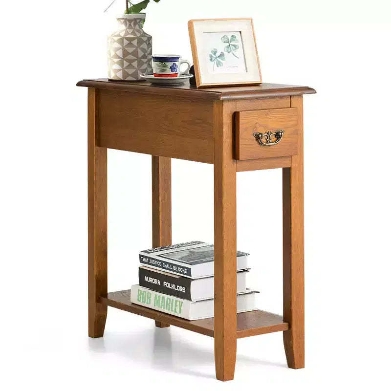 Costway End Table Bedside Sofa End Table Narrow Nightstand w/Drawer