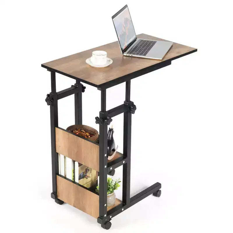 Costway C-Shape Mobile Snack End Side Sofa Laptop Table W/Rolling Cart Height Adjustable