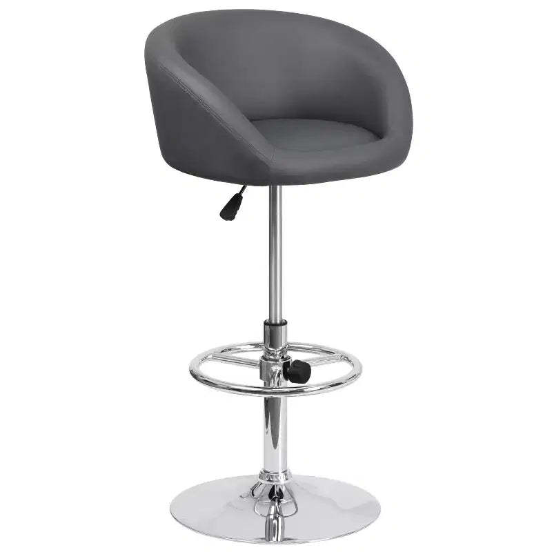 Merrick Lane Bucket Seat Bar and Dining Stool Modern Stool with 360 Swivel, Adjustable Height and Metal Footrest