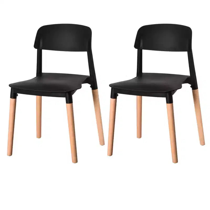 Fabulaxe Modern Plastic Dining Chair Open Back with Beech Wood Legs