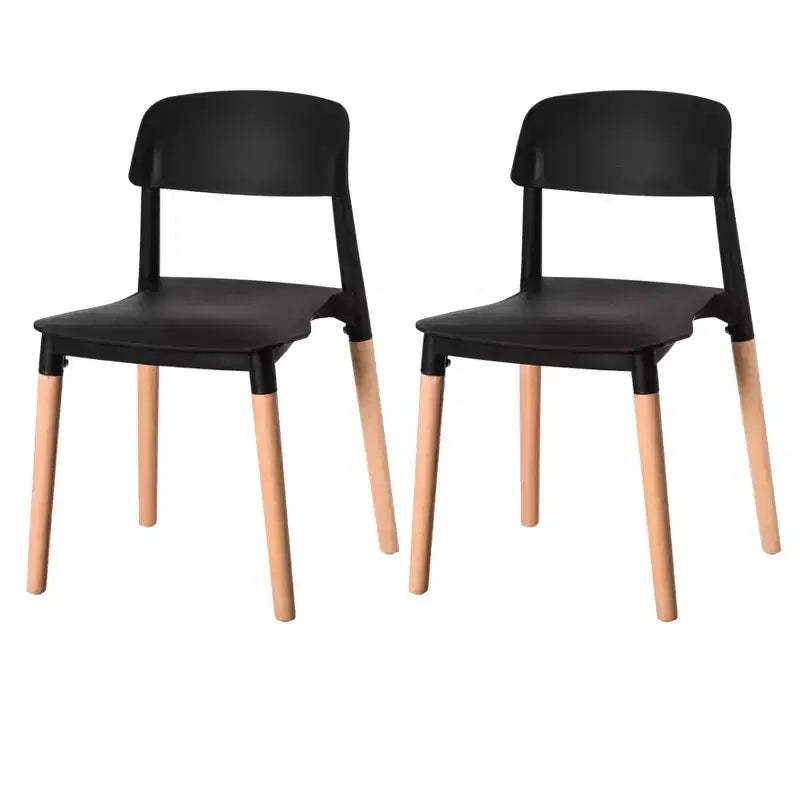 Fabulaxe Modern Plastic Dining Chair Open Back with Beech Wood Legs
