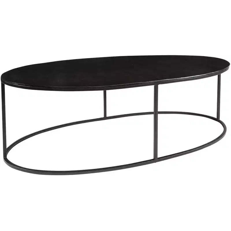 Uttermost Modern Industrial Aged Black Iron Aluminum Oval Coffee Table 48 x 24 Plated Antique Tabletop for Living Room Bedroom