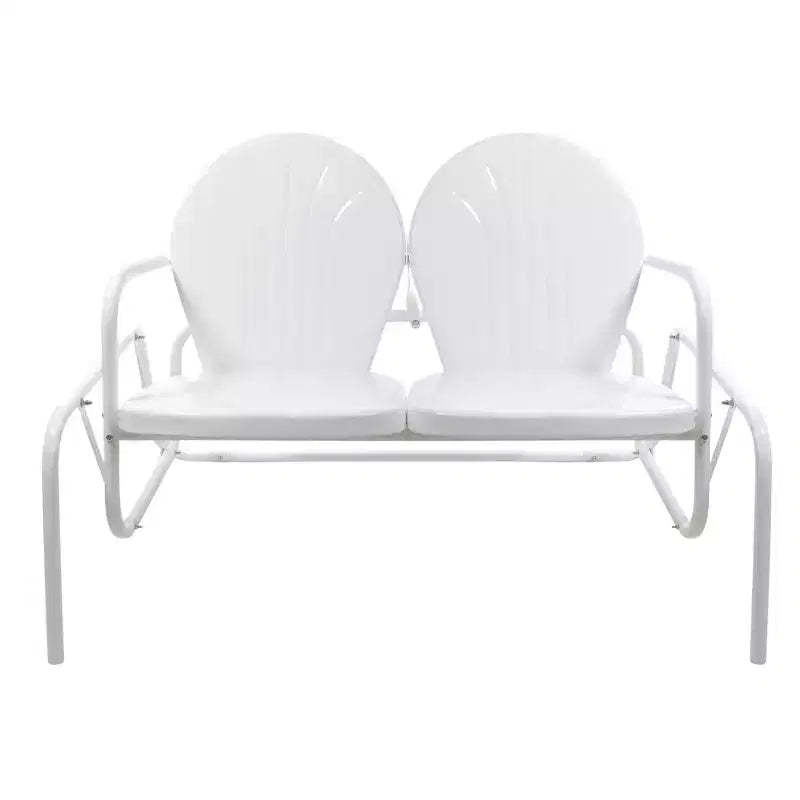Northlight 48.25 Outdoor Retro 2-Person Metal Tulip Double Glider Patio Chair, White