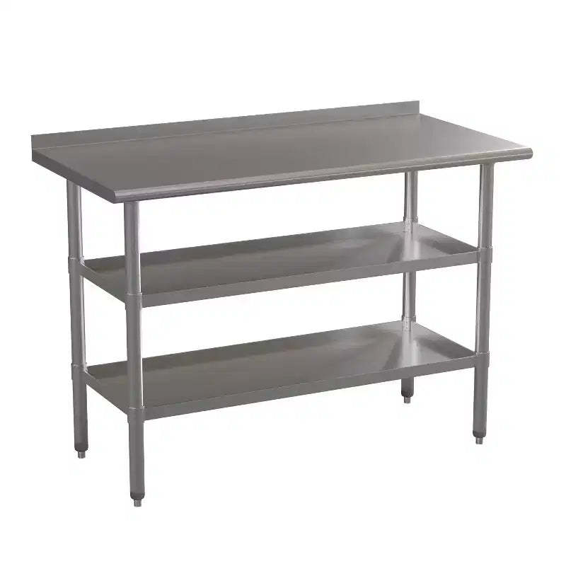 Emma and Oliver NSF Certified Stainless Steel 18 Gauge Work Table with 1.5 Backsplash and Undershelves