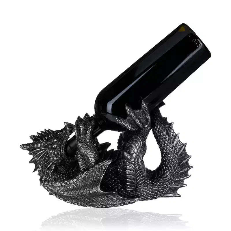 True Dragon Polyresin Wine Bottle Holder, Gothic Wine Holder, Gifts for Fantasy Fans, Game Night, Bar Decor, Holds 1 Standard Wine Bottle, Set of 1