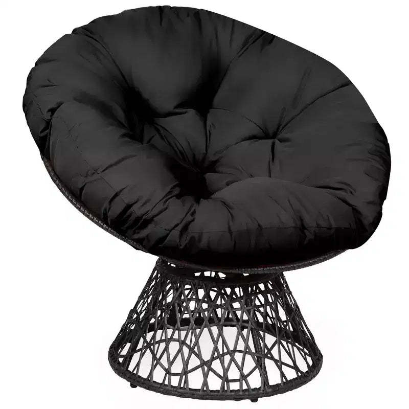 Costway Rattan Papasan Chair Ergonomic Chair 360-degree Swivel Soft Cushion Garden Red\ Black\Green