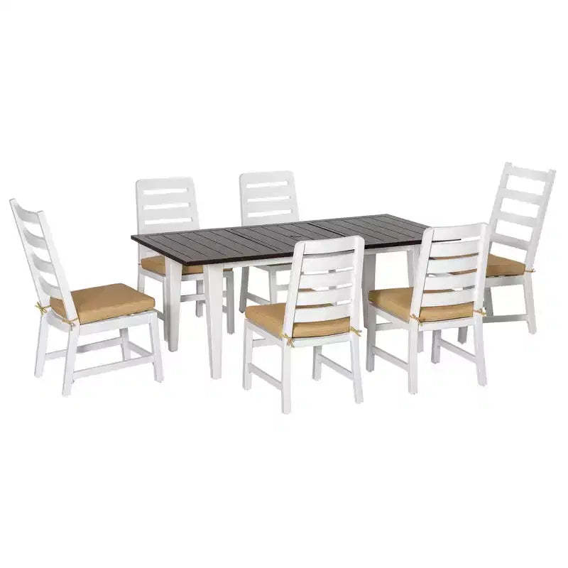 Patio Dining Set for 6, Outdoor Furniture Set with a Table & Chairs, Cushions, Umbrella Hole for Garden, or Poolside