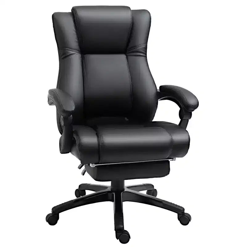 Vinsetto Executive High Back Office Chair Executive Computer Desk Chair with PU Leather, Adjustable Height and Retractable Footrest, Black