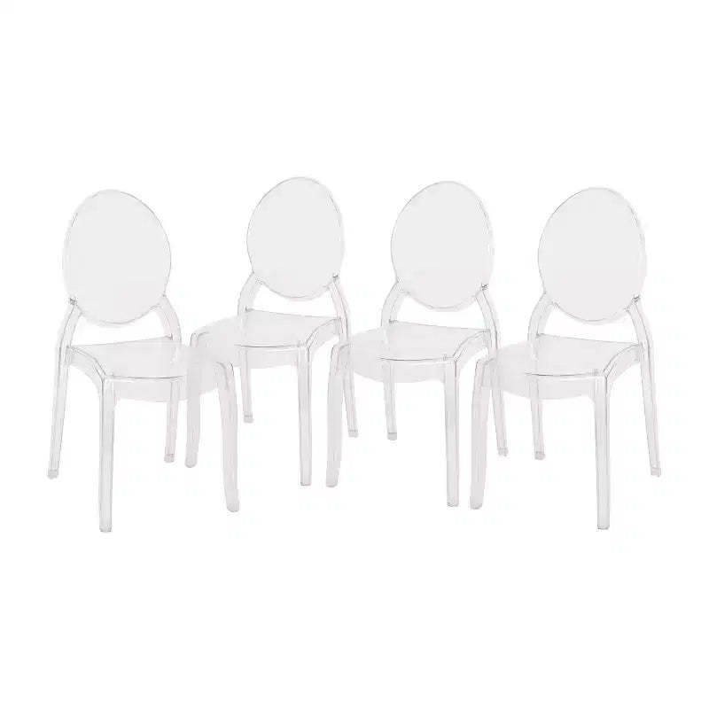 Flash Furniture Set of 4 Transparent Crystal Extra Wide Resin 400 LB. Weight Capacity Banquet & Event Ghost Chairs-Indoor/Outdoor Use
